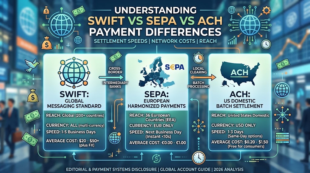 swift vs sepa vs ach payment differences comparison guide